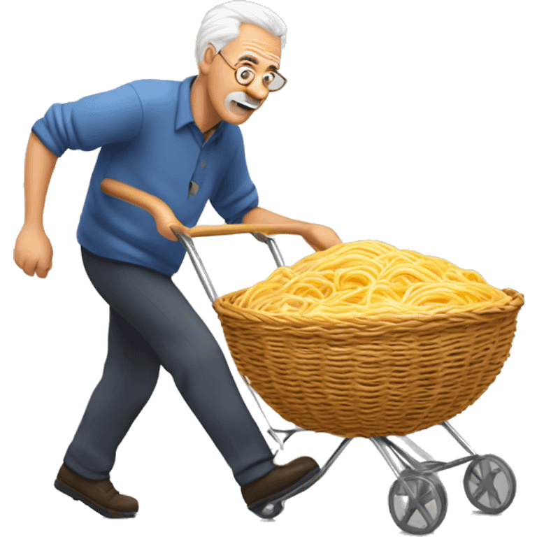 Older man Pushing spaghetti uphill  emoji