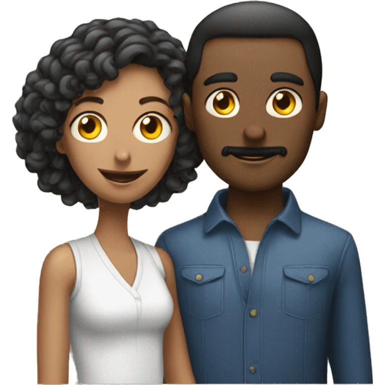 a man and a woman and there is a phone between them emoji