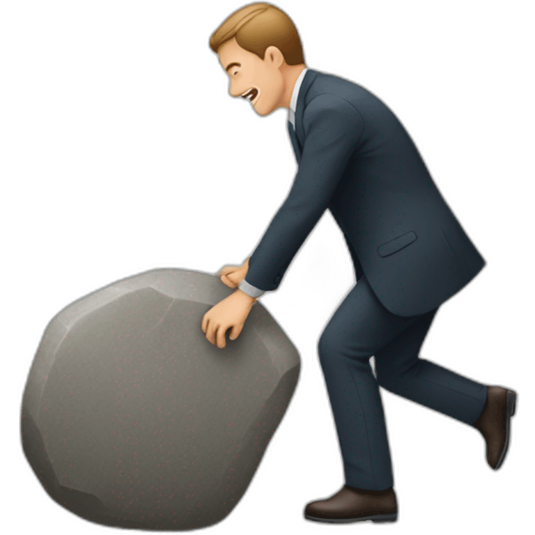 sales man pushing a stone emoji