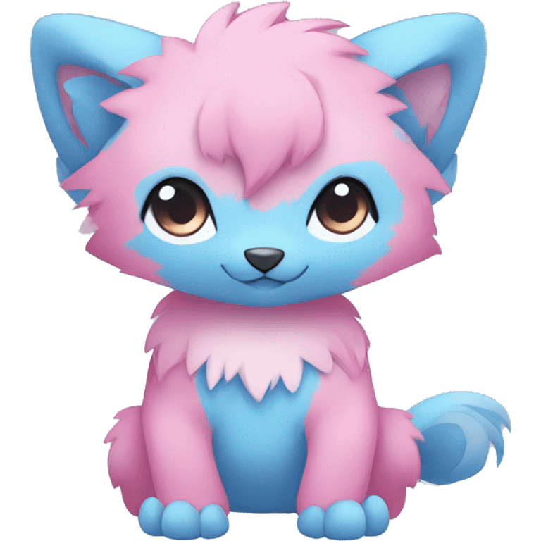 Cute cool blue pink animal hybrid Fakemon full body emoji