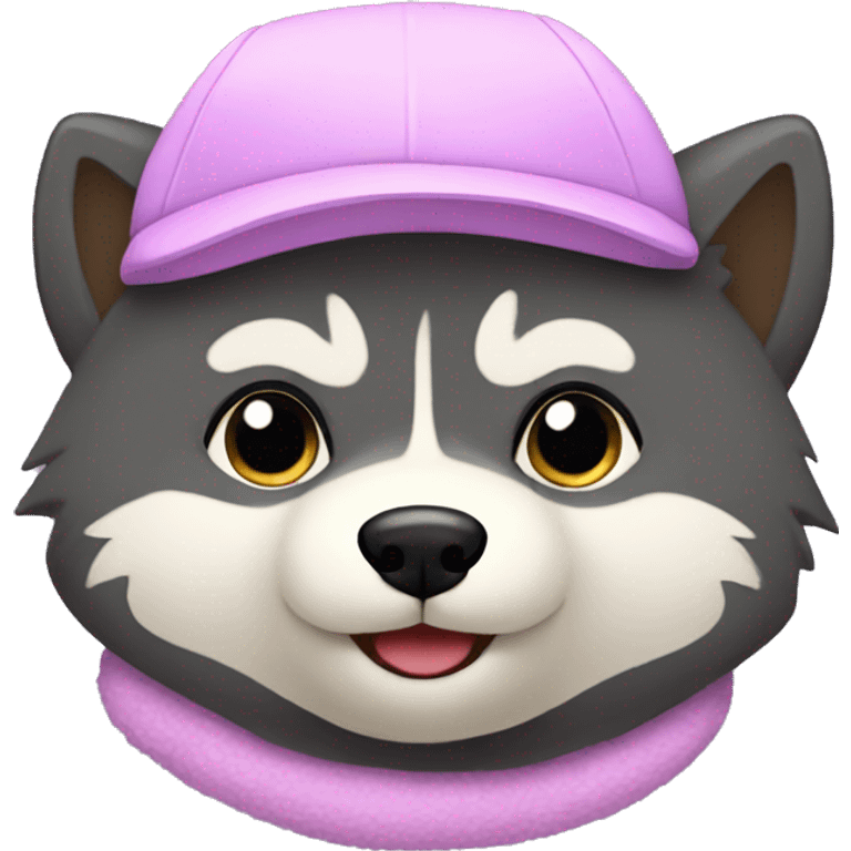 Cute little Chubby Wolf with grandmother's cap emoji