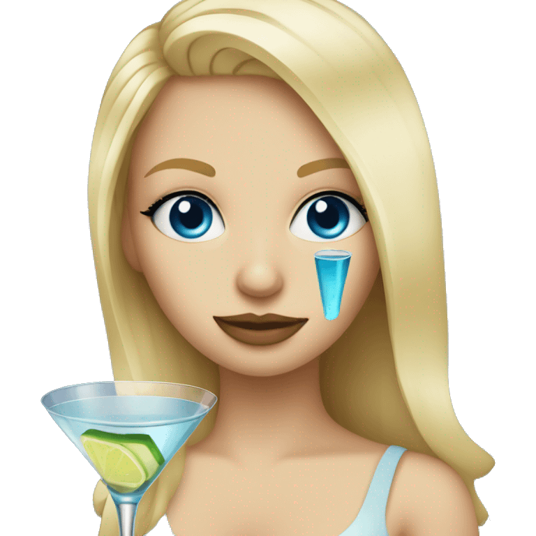 blonde hair blue eye girl drinking martini  emoji