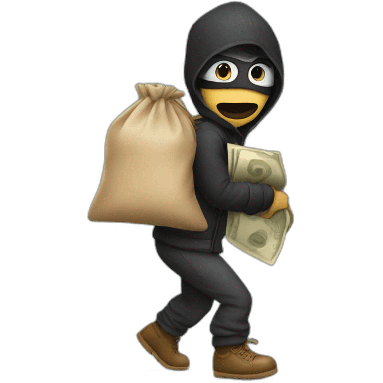 Sneaking thief with bag of money emoji