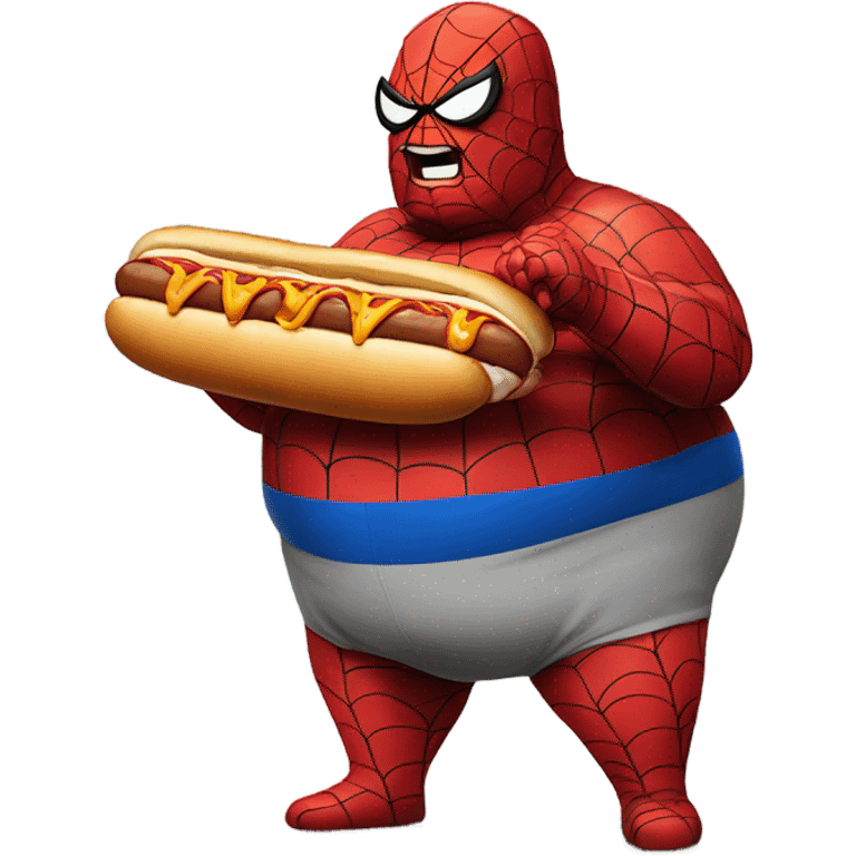 fat spiderman eating a hotdog emoji