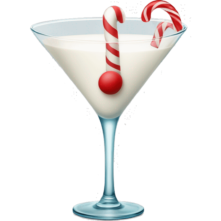 Martini glass with milk and a candy cane emoji