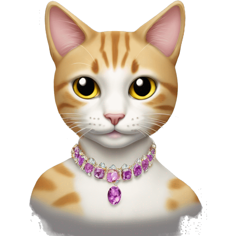 Cat with jewlery and coctail emoji