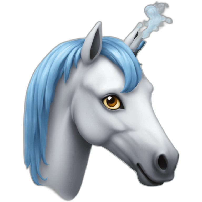 Une licorne qui fume emoji