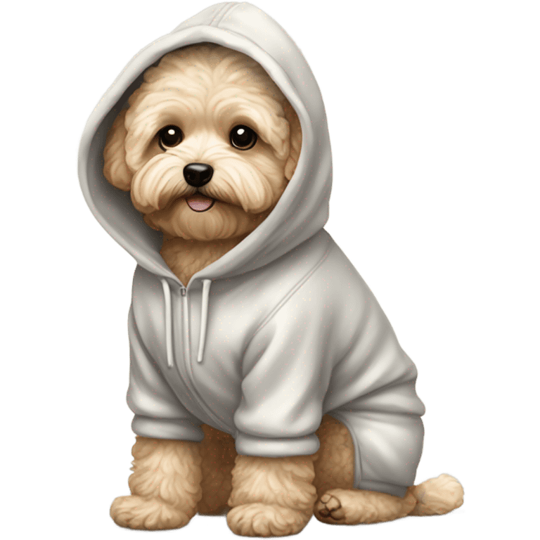 Full body maltipoo wearing hoodie emoji