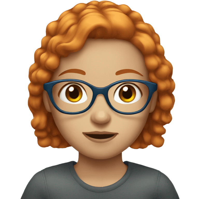 Girl with ginger hair blue eyes and glasses  emoji