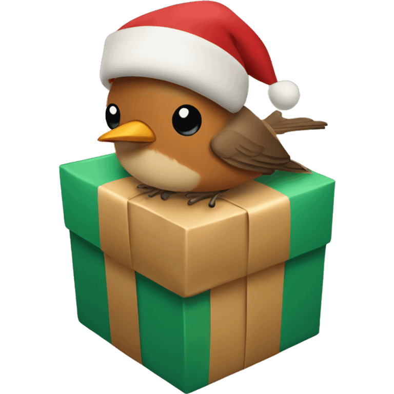 Robin with light brown skin wrapping Christmas present emoji