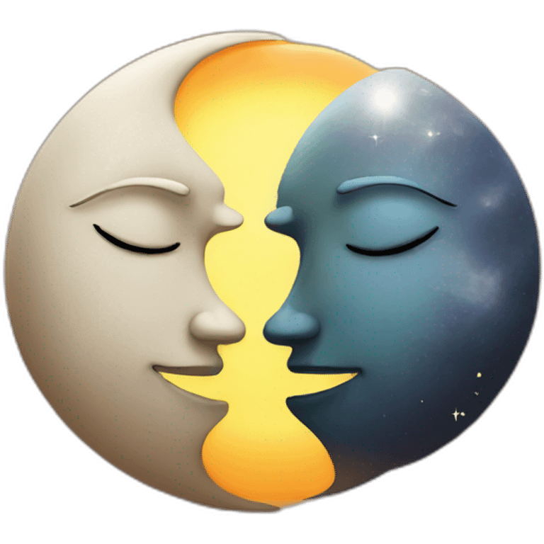 Sun and moon kissing emoji