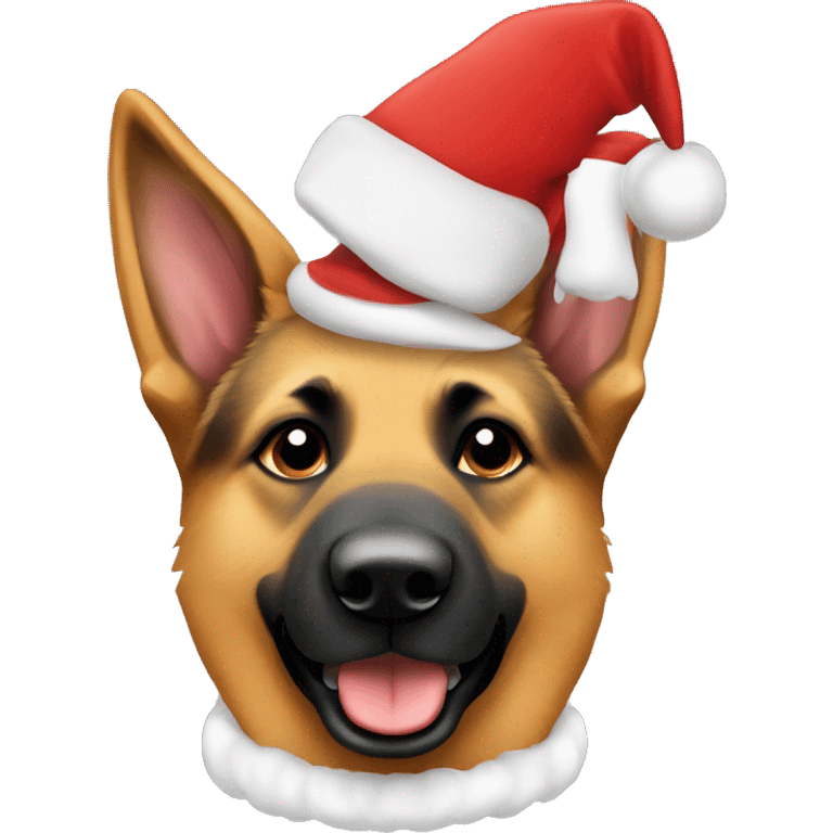 german shepherd dog with santa hat on emoji