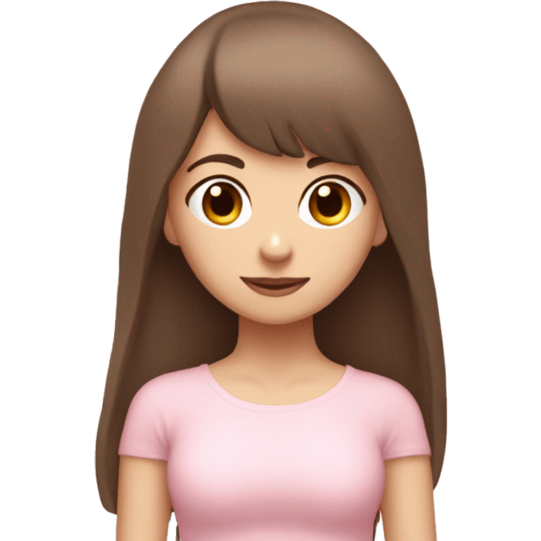 Brown hair bangs yoga girl light pink clothes n emoji