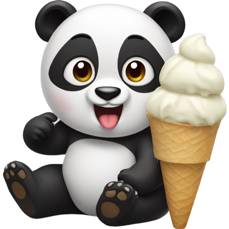 Panda eating ice cream emoji