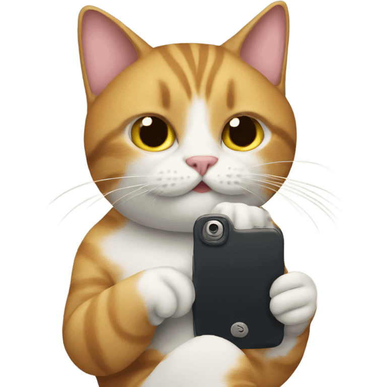 Cat holding a phone emoji