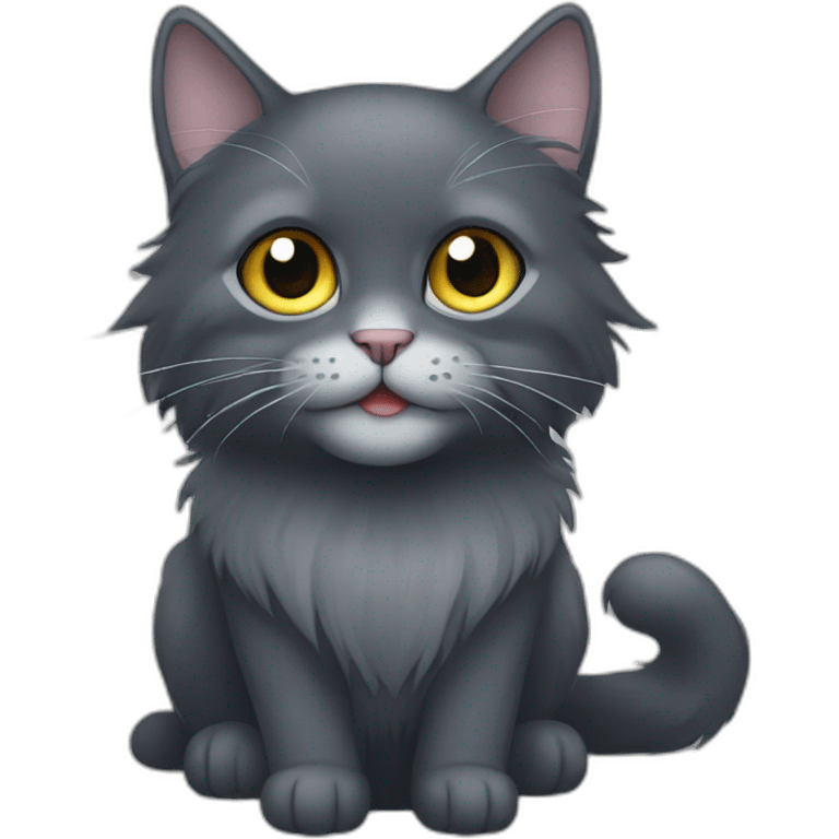 dark gray long haired cat emoji