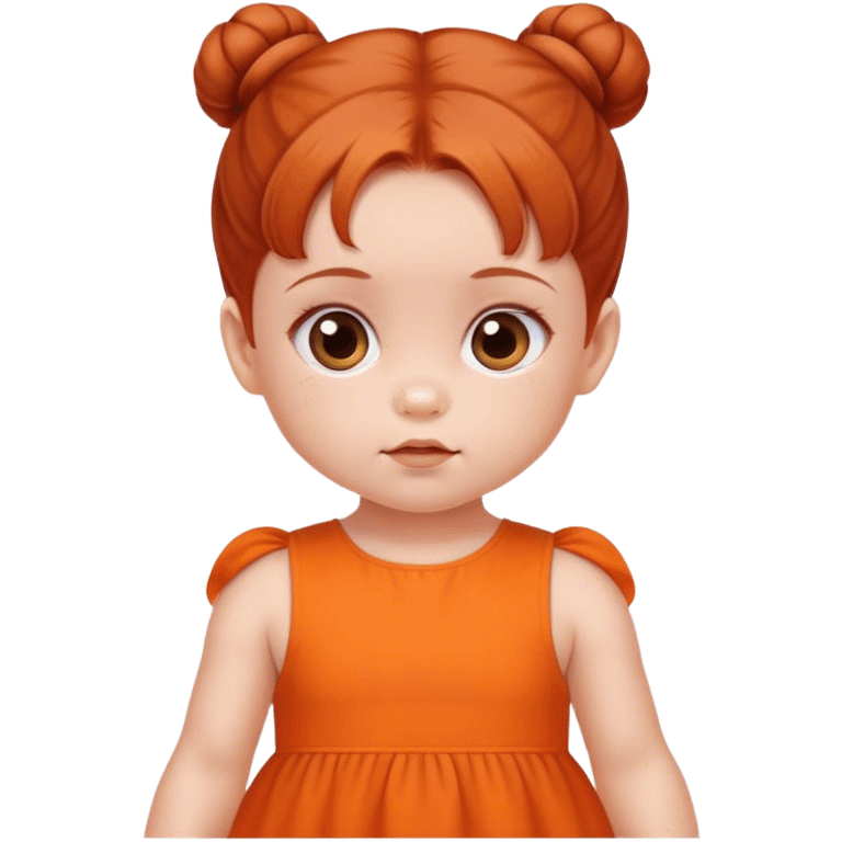 school baby girl   with reddish blunt hair with 2 buns orange dress emoji