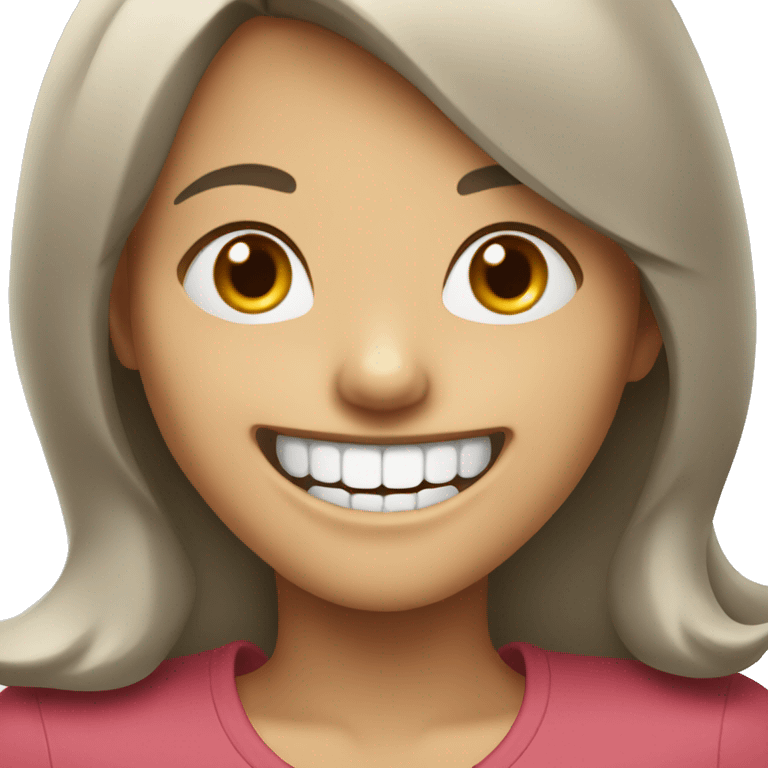 Lady with gappy teeth smiling emoji