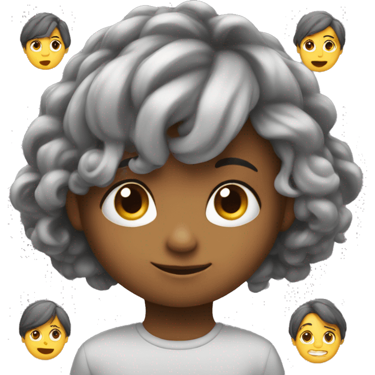 inspired child with hair that is their brain emoji