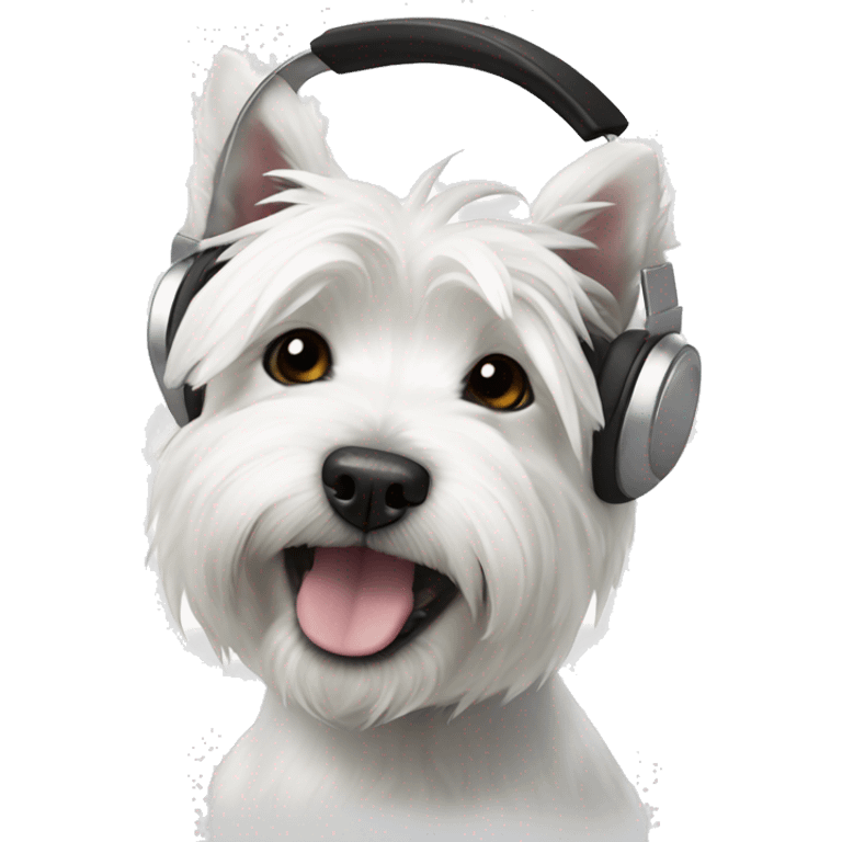 west highland white terrier with black headphone emoji