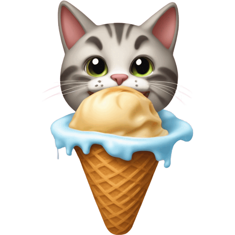 Cat eating ice cream emoji