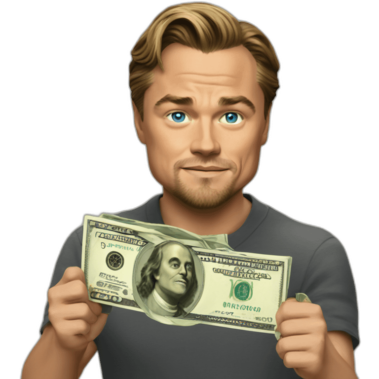 leonardo dicaprio holding money emoji