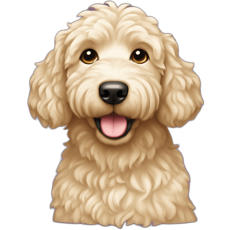 Golden doodle (light cream colored) with more of a wavy coat, medium sized dog emoji