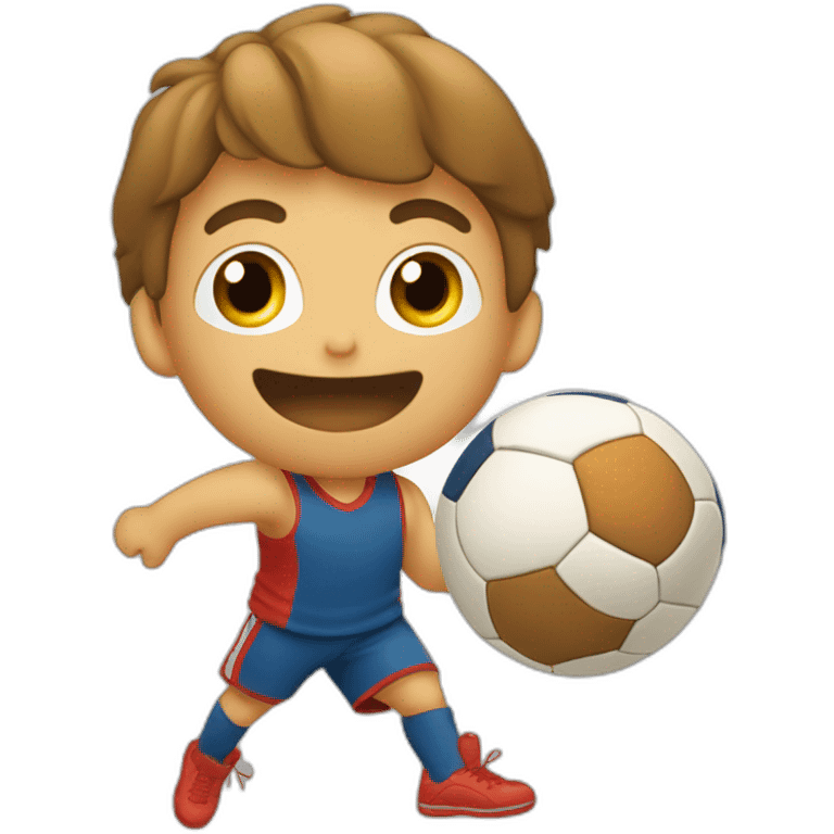 Niño lamiendo una pelota emoji