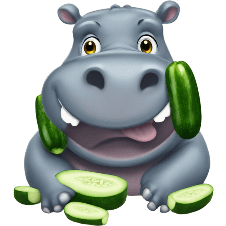 Hippo eating cucumber  emoji