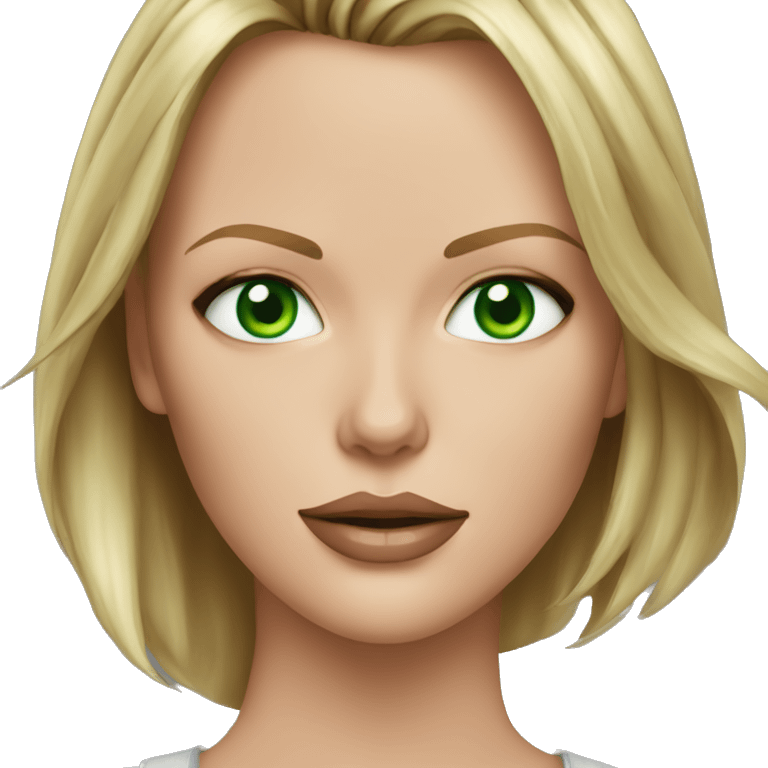 ultra realistic charlize theron green eyes wearing shirt emoji