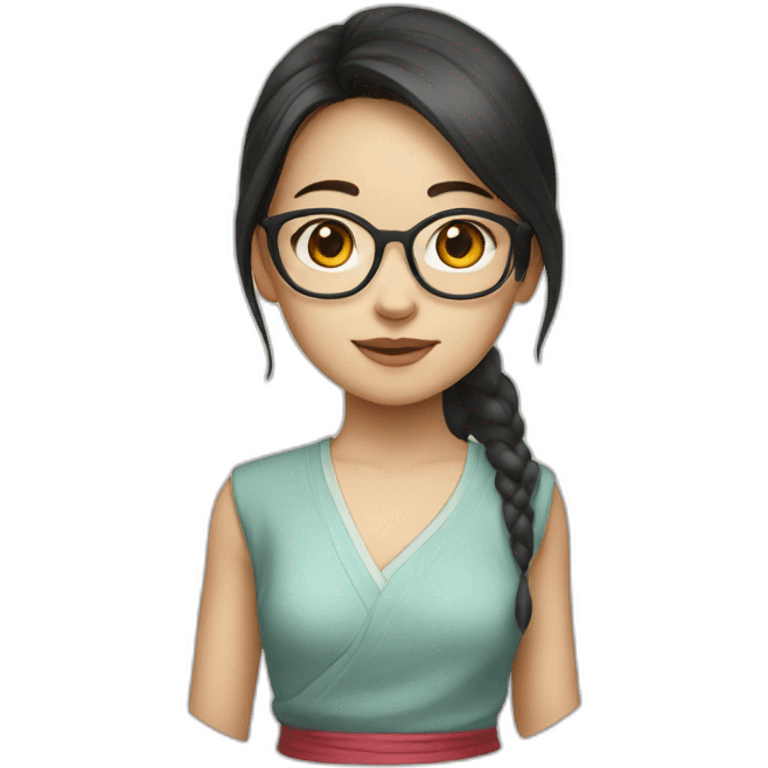 Girl, glasses, Vietnamese clothing emoji