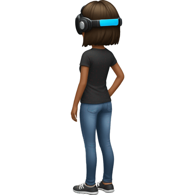 a girl playing VR facing the wall and showing her back emoji