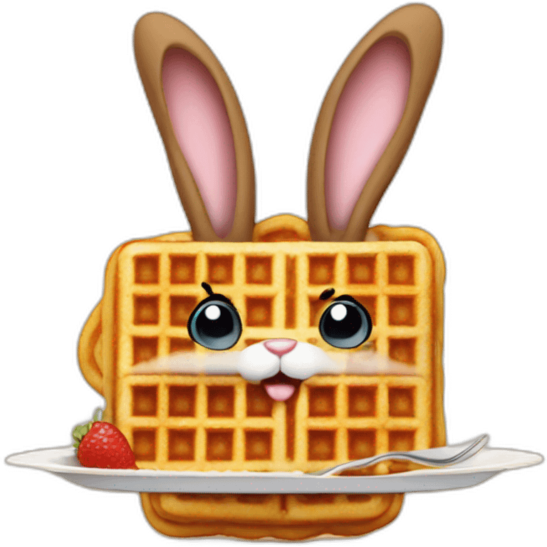 bunny eatung waffles emoji