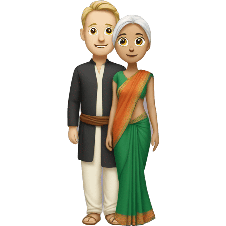 White man and woman in sari emoji