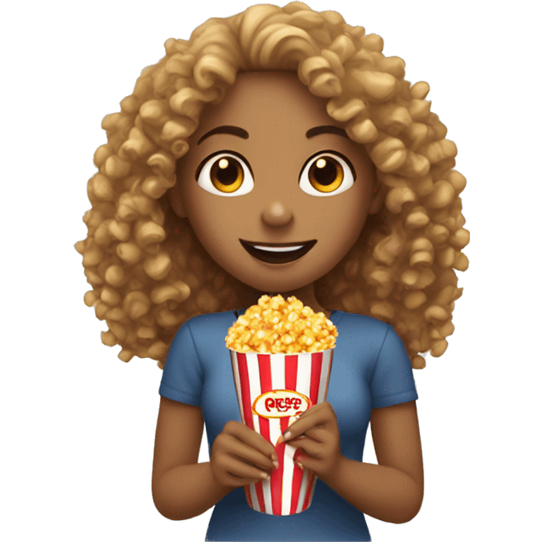 A curly girl eating pop corn  emoji