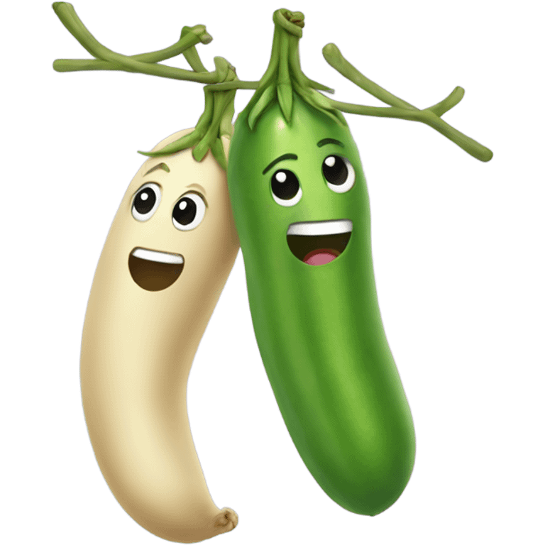 Bean and pea hanging out emoji