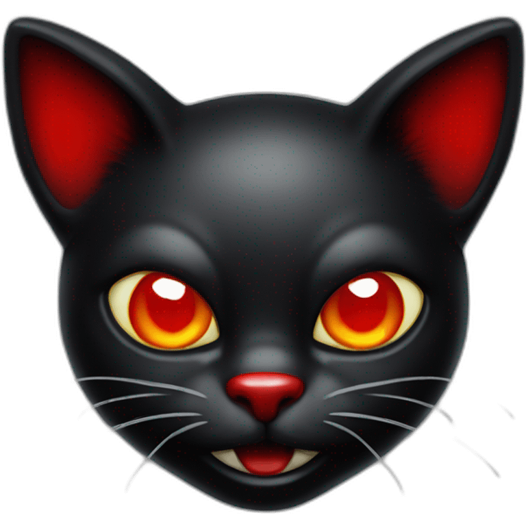 black devil kitty with red eyes and clown nose emoji