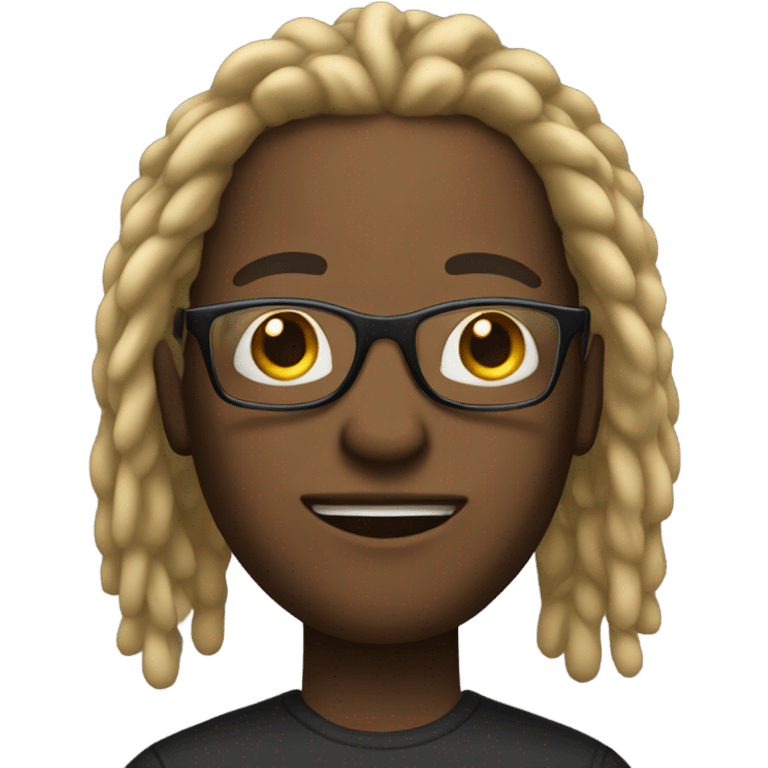 Black male with dread locks with blonde at the end of his dreads and he has glasses  emoji