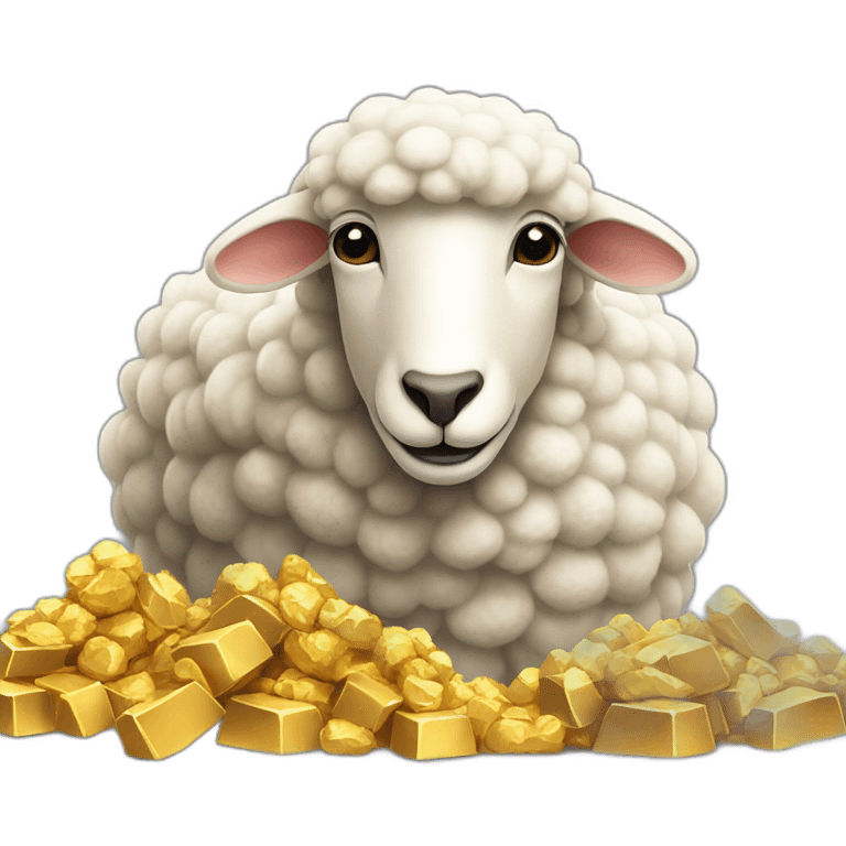 Sheep with a pile of gold emoji