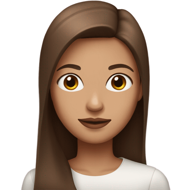 Woman with light pink lips and straight brown hair white  emoji