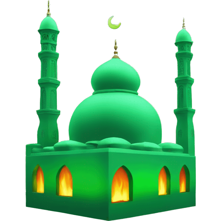 mosque in a green fire emoji