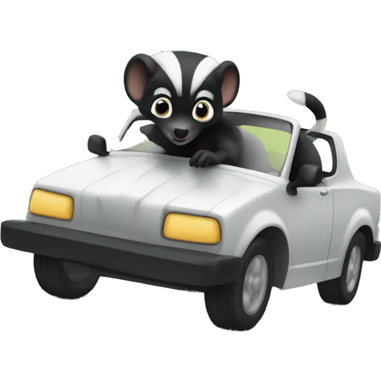 Skunks driving a car emoji