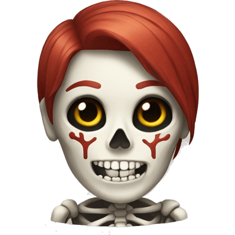 skeleton with red shor hair, female emoji