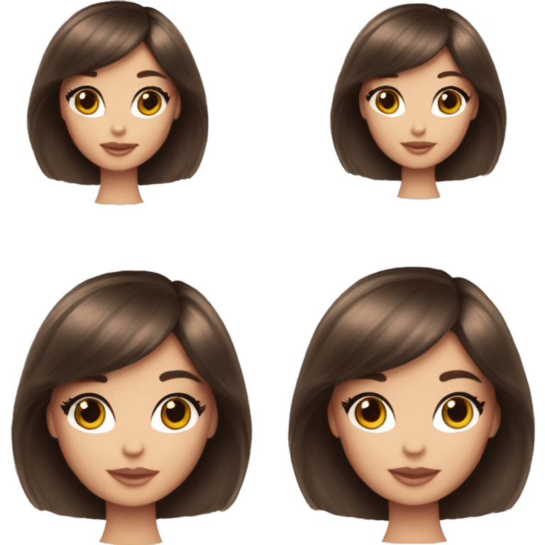 Beautiful Barbie brunette with bangs long hair fair skin emoji