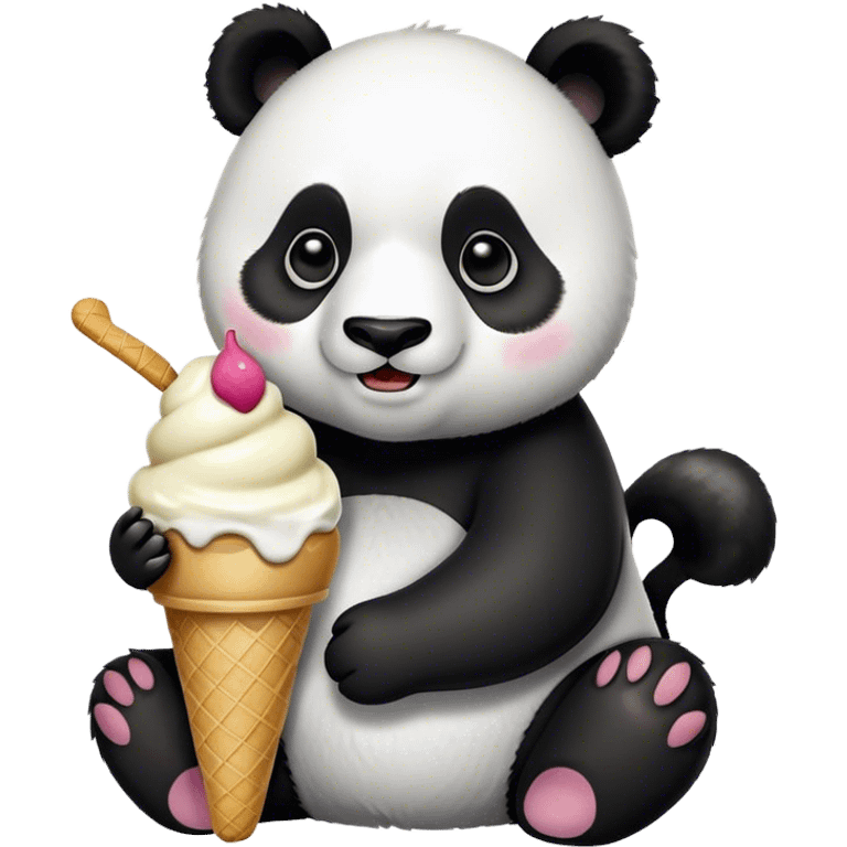 Panda eating ice cream emoji