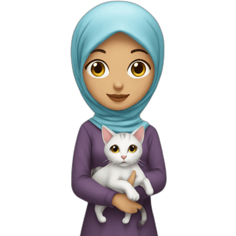 Hijab girl with a cute cat emoji