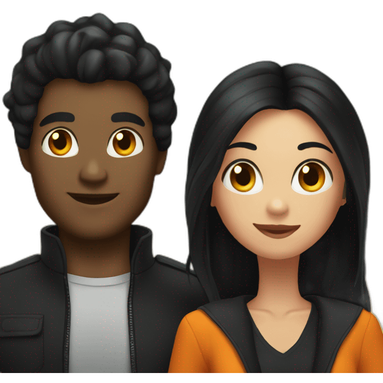 couple on helloween where girl has black hair and man emoji