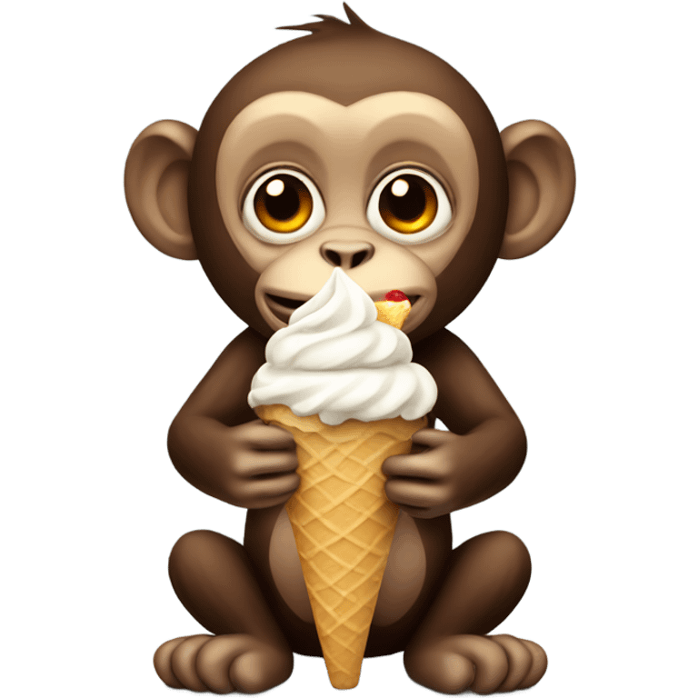 Monkey with ice cream emoji