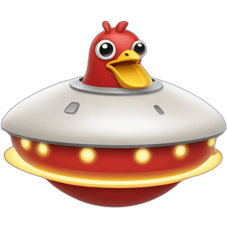 Smiling ufo with red chicken emoji