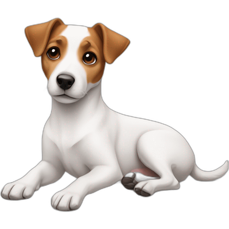 dog Jack Russell Terrier laying with crossed legs emoji